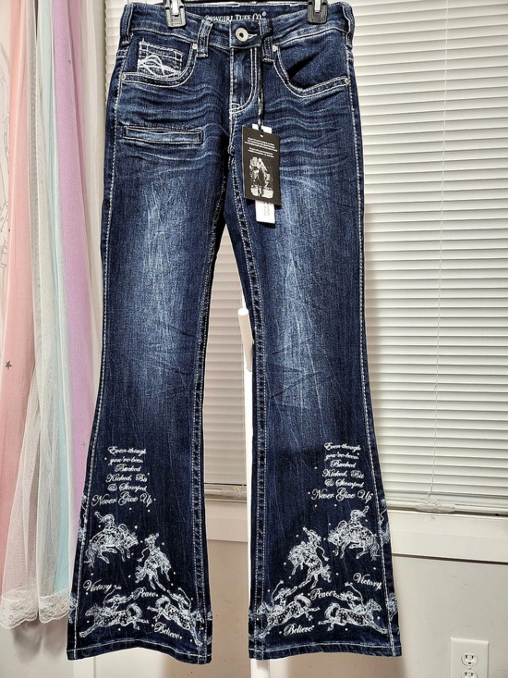 Cowgirl Tuff Co. 25th Anniversary Embroidered Boot Cut Jeans Waist 24 NWT